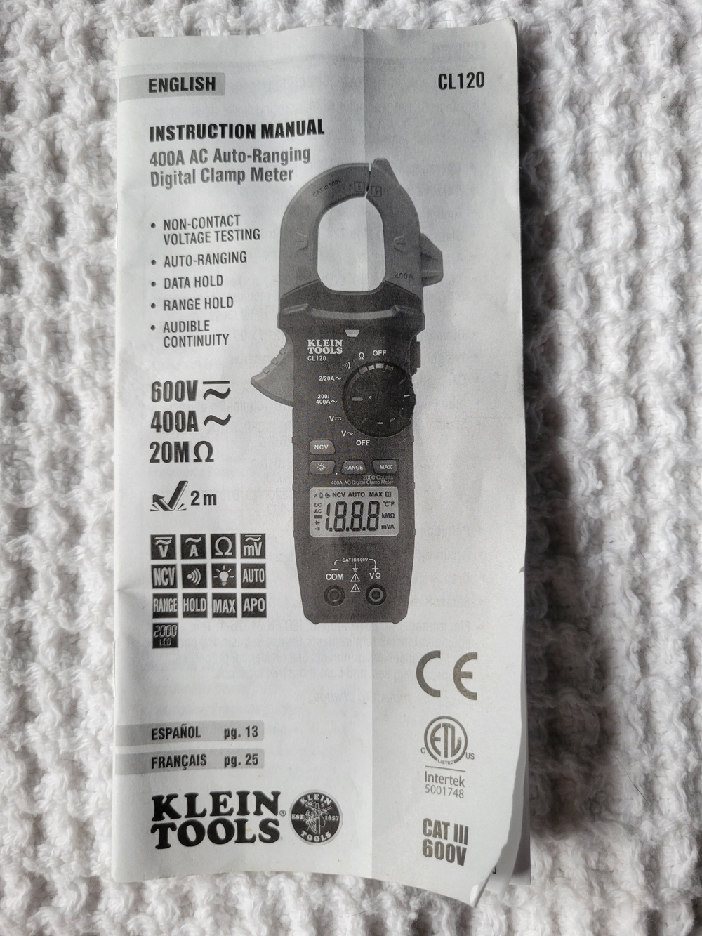 Klein Tools Orange and Black Digital Clamp Meter with Leads and Case - Picture 2 of 12